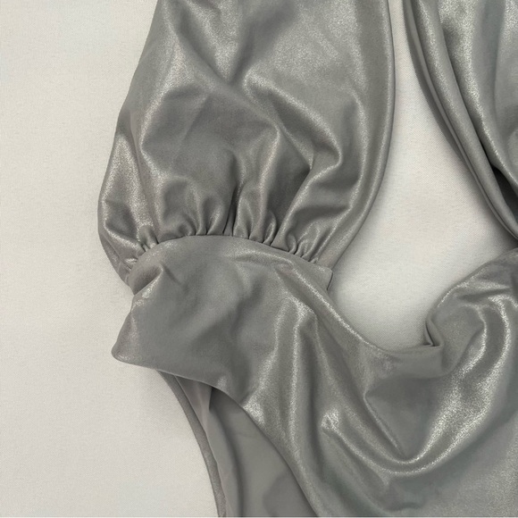 Urban Outfitters Out From Under Marina Metallic Silver One Piece Swimsuit S NWT - Picture 7 of 16